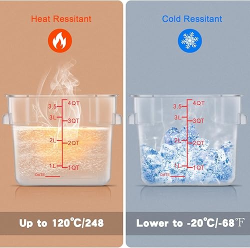 Miniatura 10 de Maxcheck Juego de 4 recipientes de almacenamiento de alimentos de 4 cuartos de galón con tapas, recipientes cuadrados transparentes comerciales con