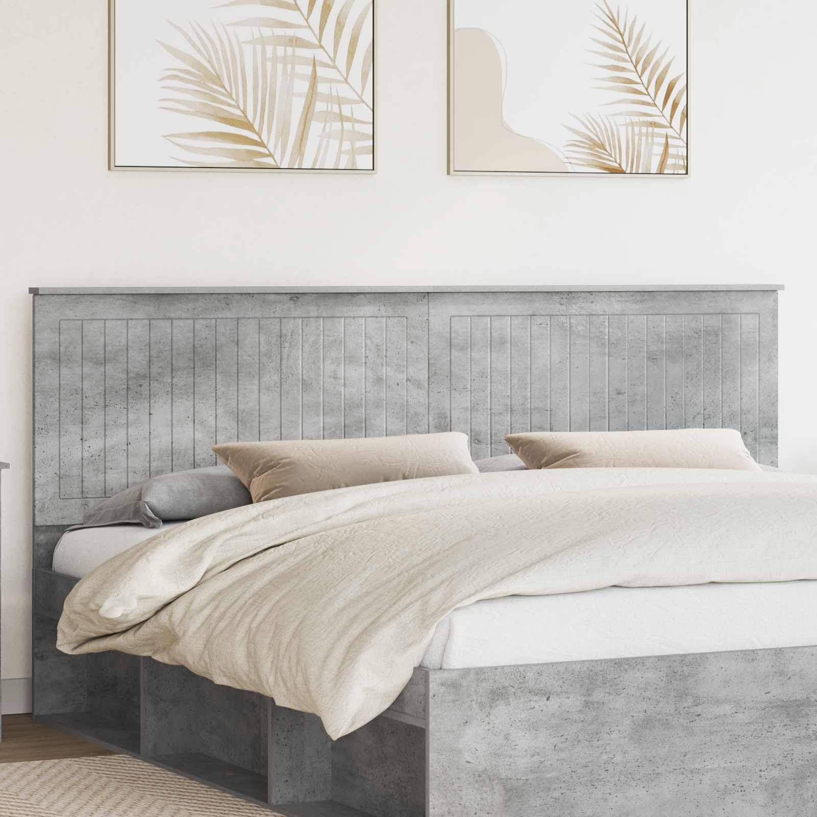 vidaXL Cabecero con cabecera Gris Concreto 200 cm Madera contrachapada, Accesorios Elegantes para el Dormitorio, Decorativos Modernos, Zona de Descanso Comfy, diseño contemporáneo