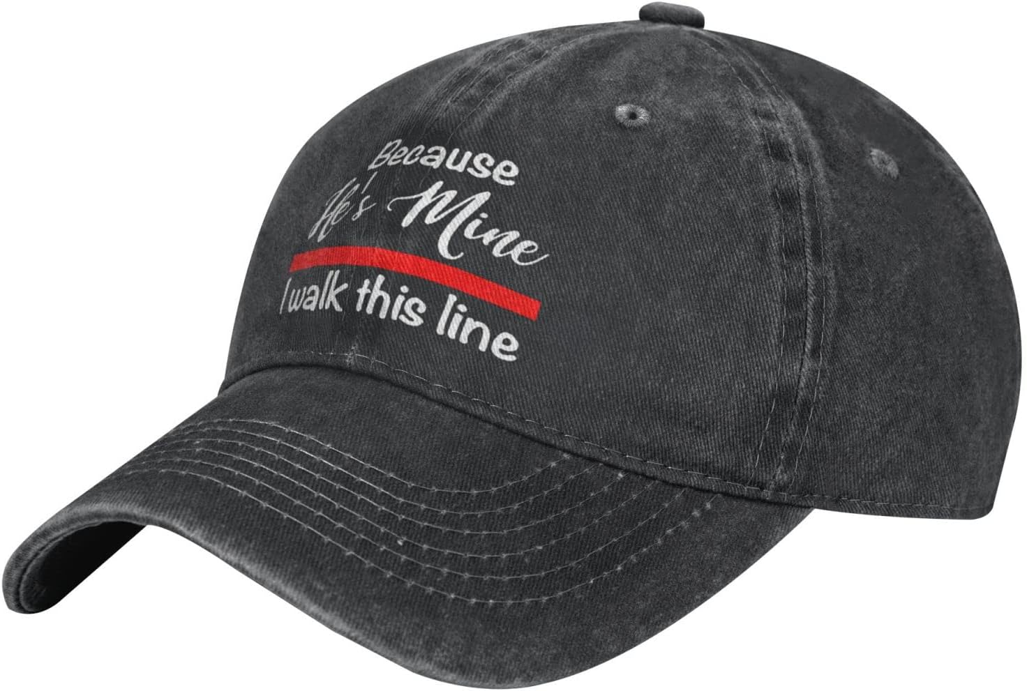 Because He's Mine I Walk This Line Firefighter Wife Denim Baseball Cap Hat Adjustable Cowboy Hat