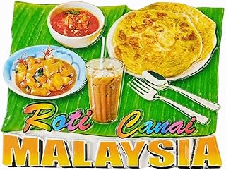 Malaysia 3D Roti Canai Fridge Magnet Souvenir Gift,Resin Handmade Malaysia Refrigerator Magnet Home & Kitchen Decoration Collection