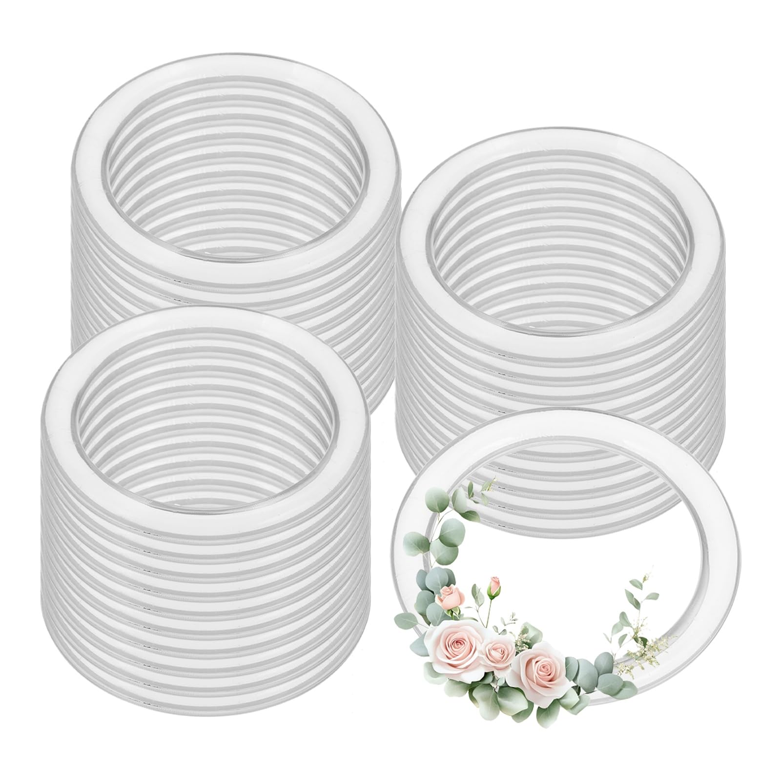 PATIKIL 30 Pcs Dream Catcher Rings, 15.7 inch Floral Macrame Plastic O Rings DIY Round Plastic Hoops for Crochet Craft Making Wall Hanging Wedding Wreath Christmas, Clear