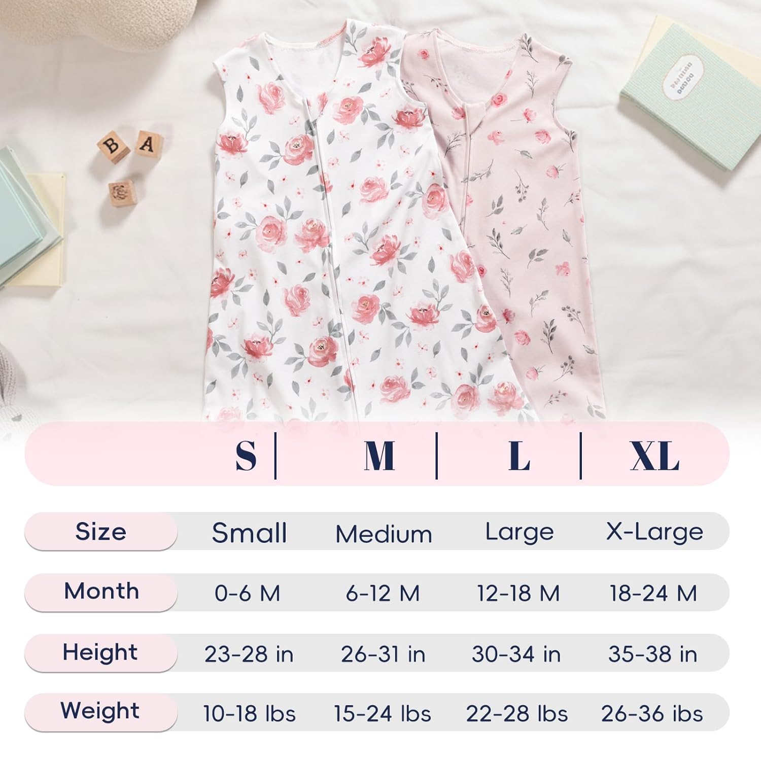 PHF 100% Organic Cotton Baby Blanket, 6-12 Months Baby Wearable Blanket, 2-Way Zipper Infant Blanket for Baby Boys Girls, 2 Pack Comfy Medium Size Sleeping Bags - Image 6