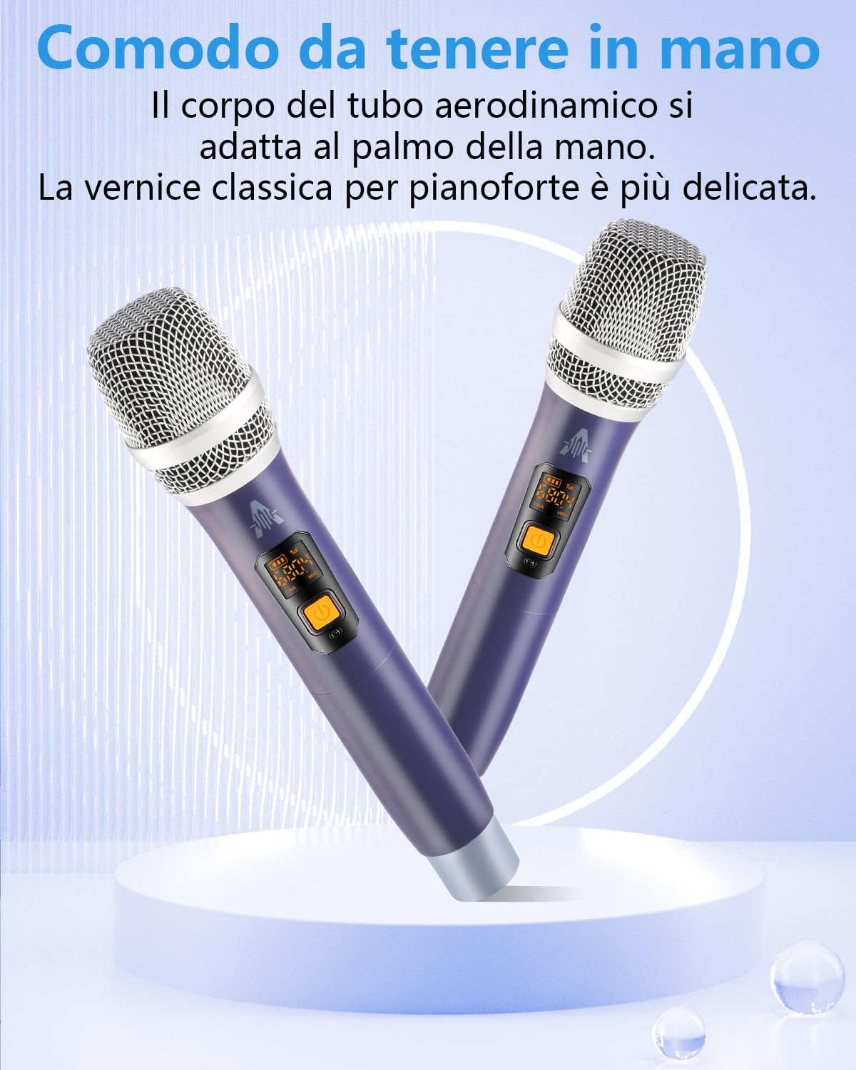 Microfono Wireless, UHF metallo doppio portatile cordless sistema microfono dinamico con ricevitore ricaricabile (40H durata, 200ft gamma) per il canto, Karaoke, Chiesa, discorso, matrimonio