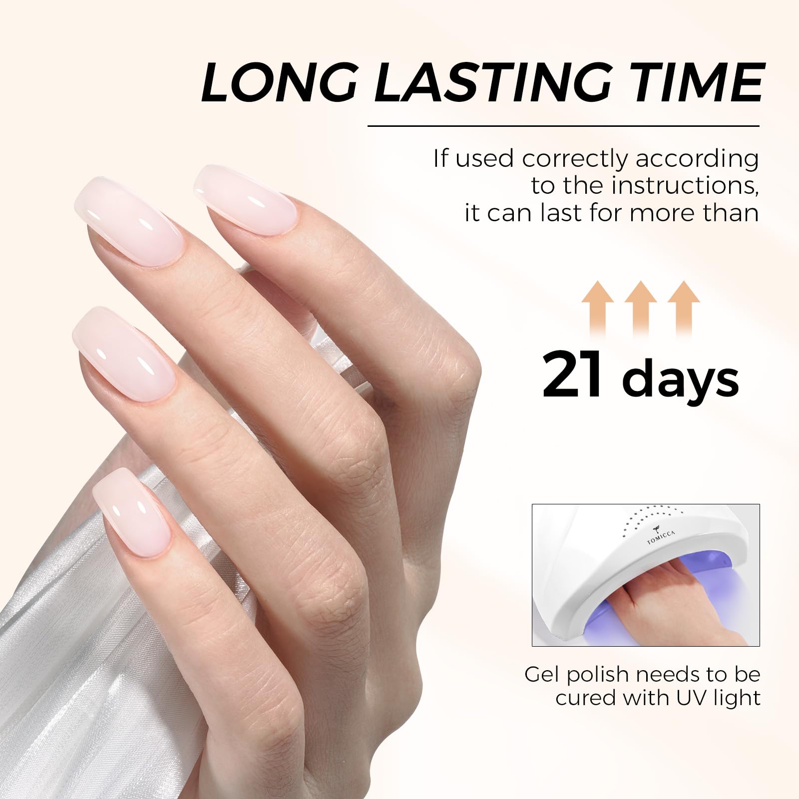 TOMICCA Vernis Semi Permanent, Blanc Laiteux Vernis Gel UV Semi Permanent, Soak Off Vernis Gel UV LED Gel Cadeau Pour Salon de Manucure DIY Home, 8ML