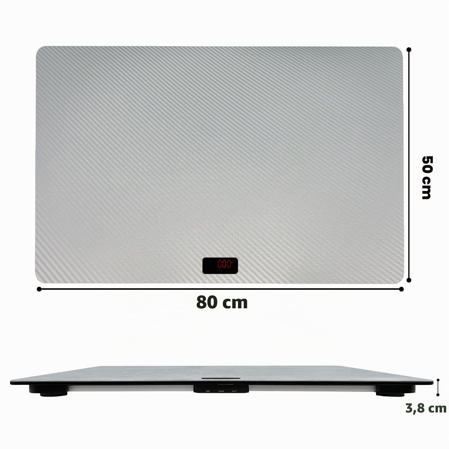 Tierwaage für große Hunde, 80 x 50 cm, 100 kg, 10 g, mit Tara/Halten, Schwarz