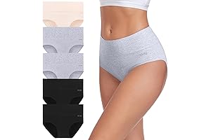 Womens Seamless Tummy Control Underwear, 5 Pack High Waisted Cotton Panties for Women