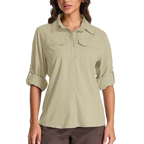 Womens Sun Protection Safari Shirts UPF 50+ UV Long Sleeve
