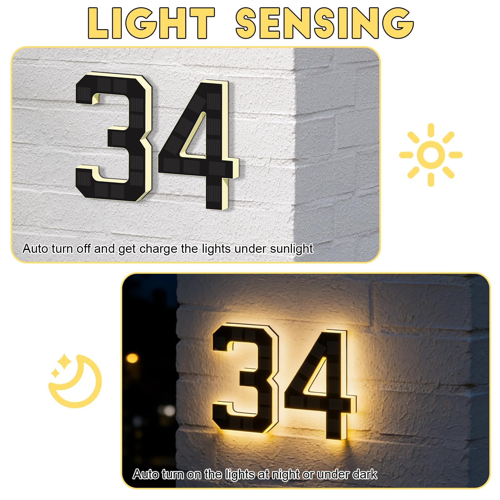 Solar-Hausnummern für Außenbeleuchtung, 17 cm, wasserdicht, LED-beleuchtete Adressschilder für Hofhäuser, Numeros Para Casa, Außenbeleuchtung, beleuchtet, modern, 1 Stück