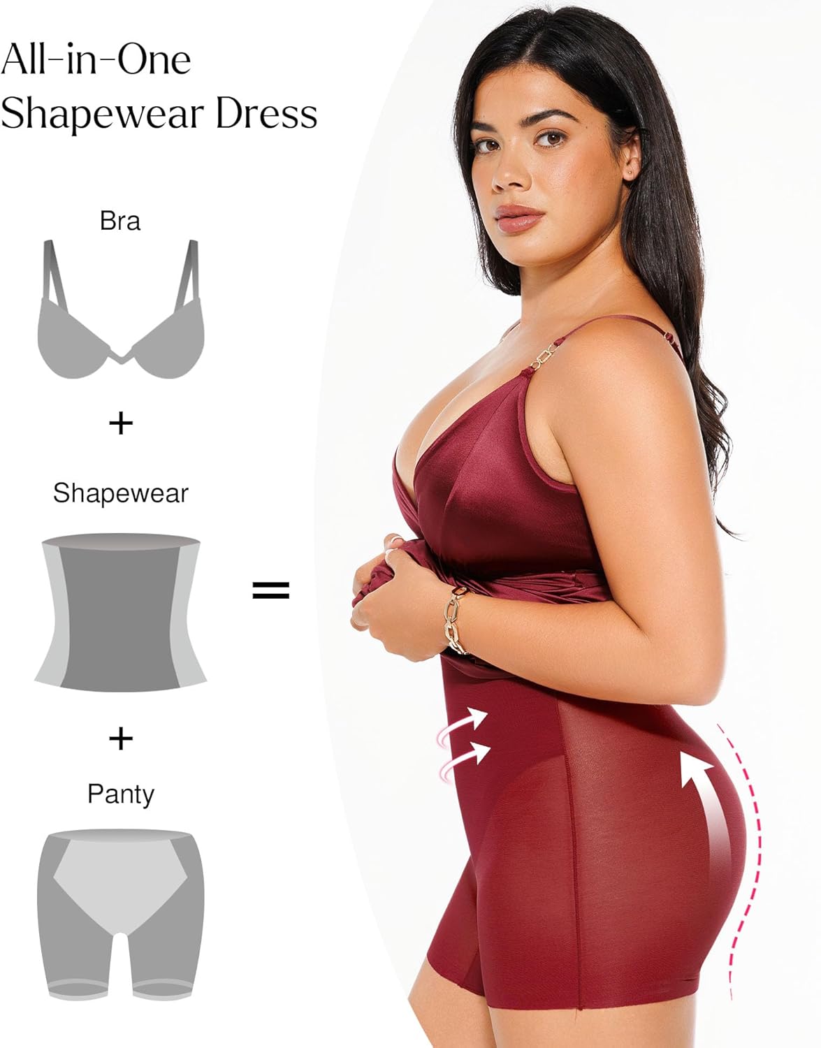 Popilush Women's Sexy Maxi Dress Deep V Neck Ruched Shapewear Dresses Side Slit Formal Cocktail Party Dress - Image 4