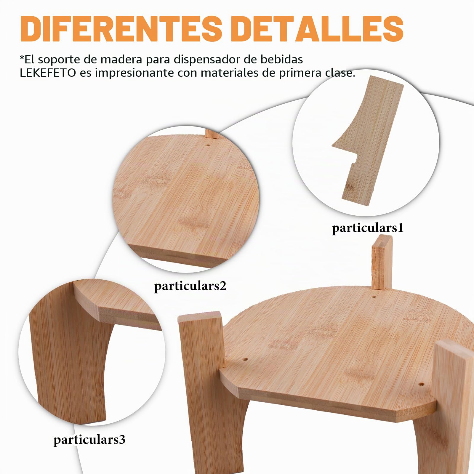 Soporte de madera para dispensador de bebidas, cristal y tapas, para pícnics, celebraciones y bodas (21,5 cm)