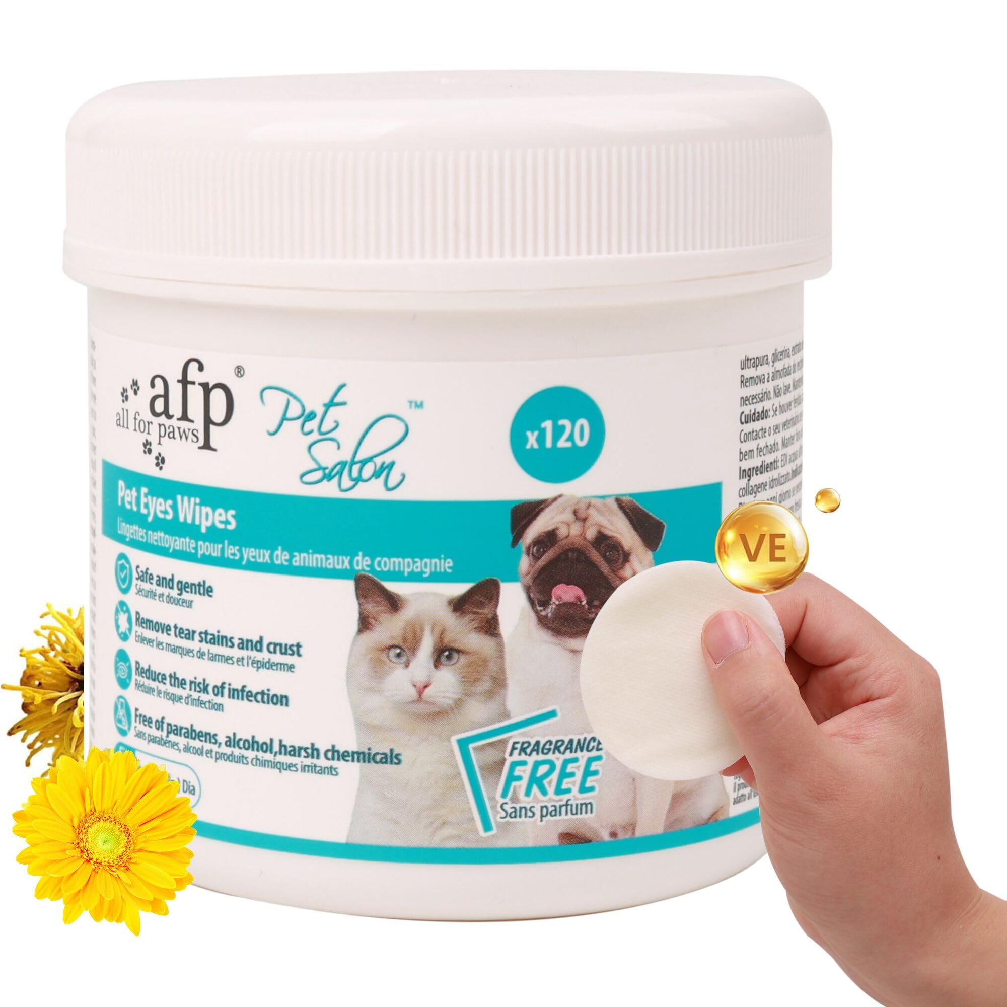 All For Paws ペット用 目やにとりシート 120枚入 涙やけケアシート 厚手 ウェットティッシュ ウェットシート 潤い 舐めても安心