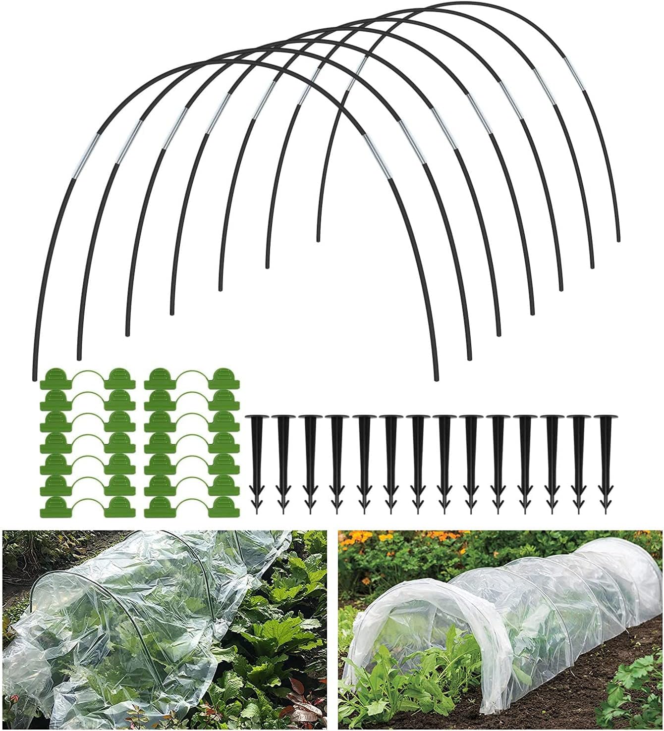 Greenhouse Hoops Grow Tunnel Support Kits, Garden Hoops for Raised Bed