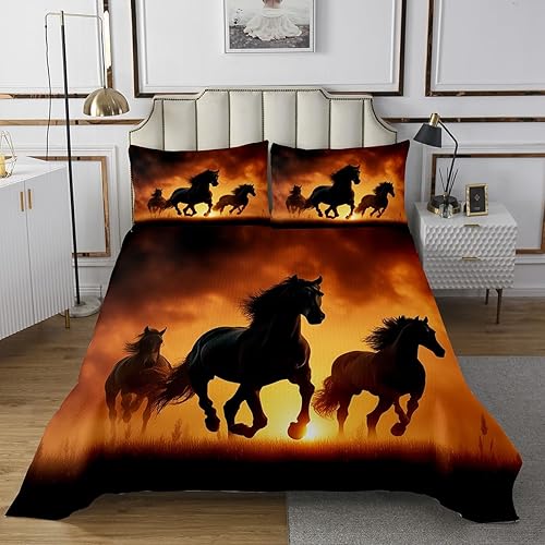 Miniatura 2 de Juego de colcha de caballo tamaño King, juego de colcha con estampado de animales del oeste para niños, adultos, niños y hombres, juego de edredón