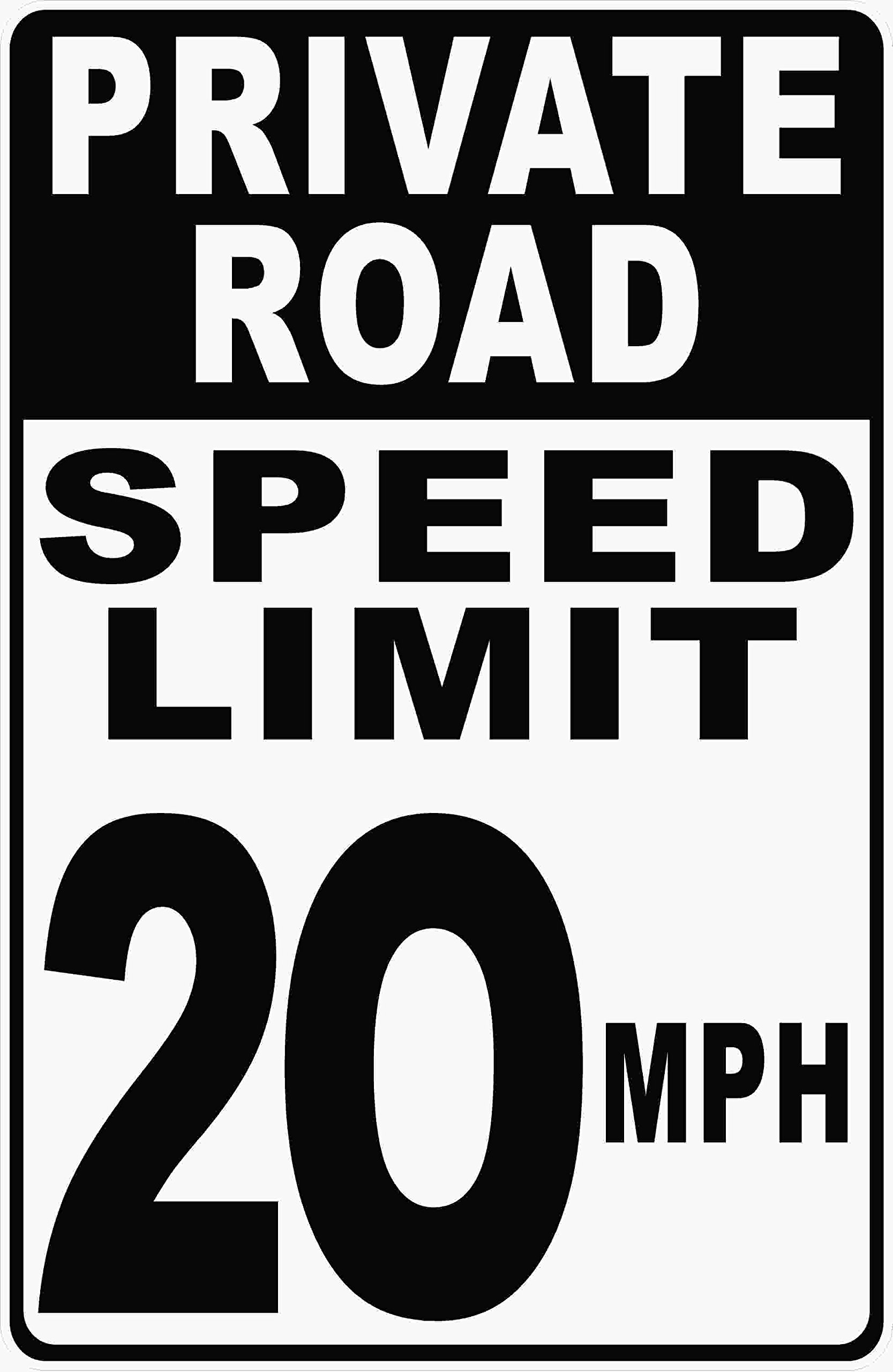 Private Road Speed Limit 20 MPH Sign. 9x12 Metal. Help Keep Speeds Down in Neighborhoods.