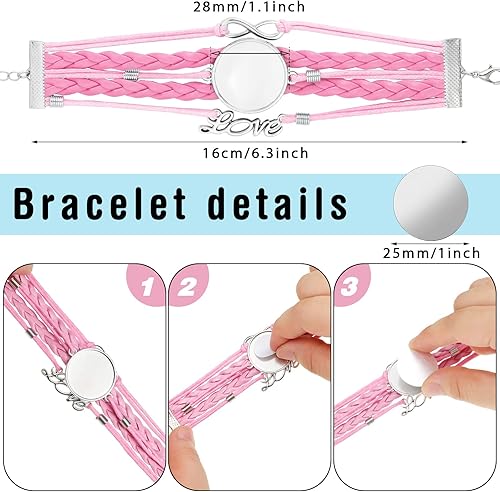 Miniatura 3 de 36 pulseras de sublimación en blanco para mujer, Navidad, bricolaje, manualidades, bisel, pulsera de cuero en blanco de transferencia de calor con