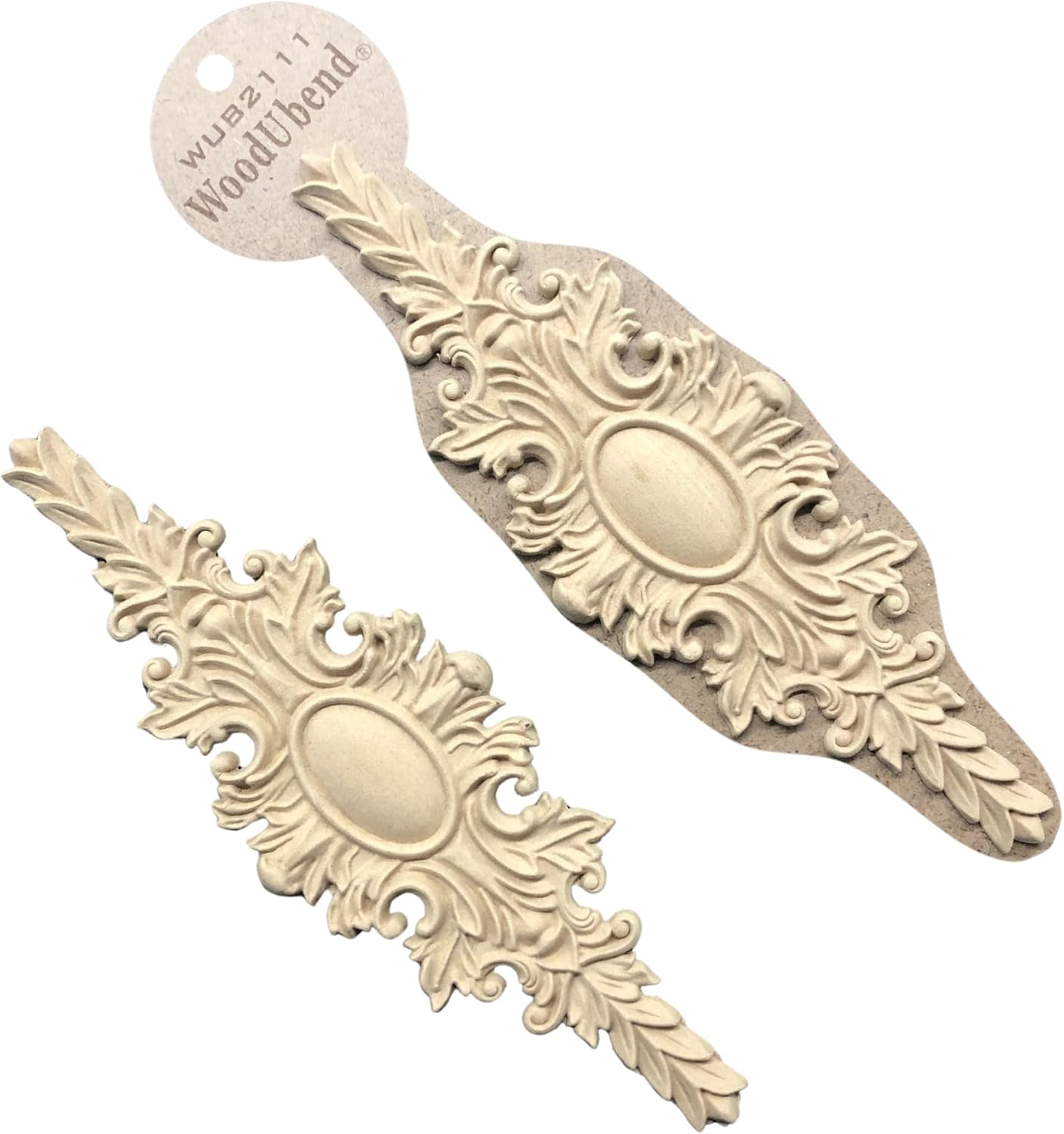 WoodUbend WUB1213 Pack of 2 Pediment Applique - Heat Bendable & Flexible Wood Onlays 17x37.5cm - DIY Craft, Furniture & Home Decor - Easy to Apply & Paint - Versatile, Reusable & Decorative Decals