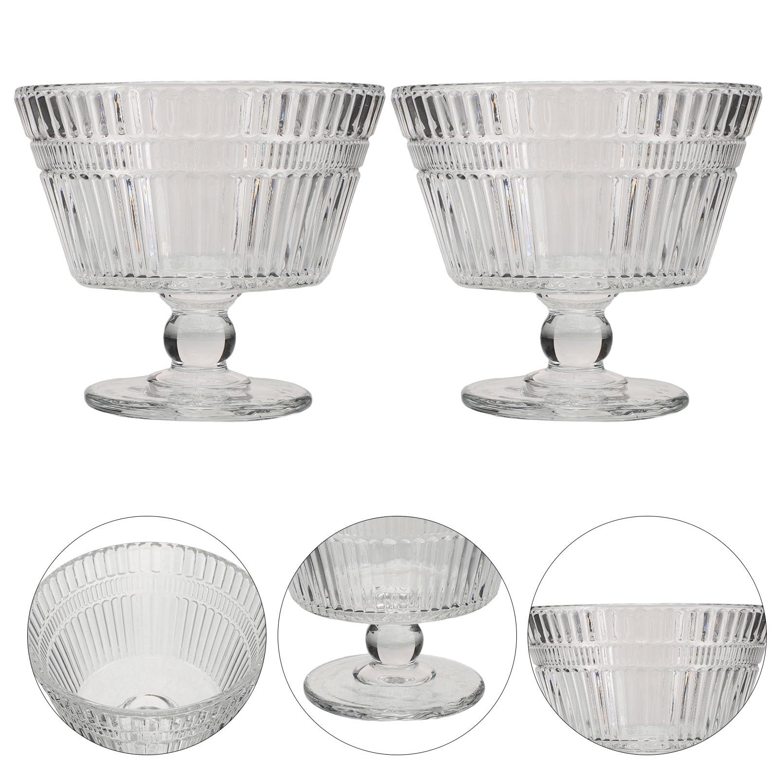 Set 4 Coppette da Gelato in Vetro 9oz Piedistallo, Resistente al Calore e Facili da Pulire, per Feste e Riunioni Informali