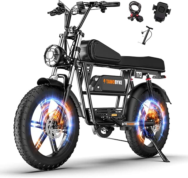 T73 High-Performance Moped Style Electric Bike (1000W/1500W Dual Motor, Fat Tire)