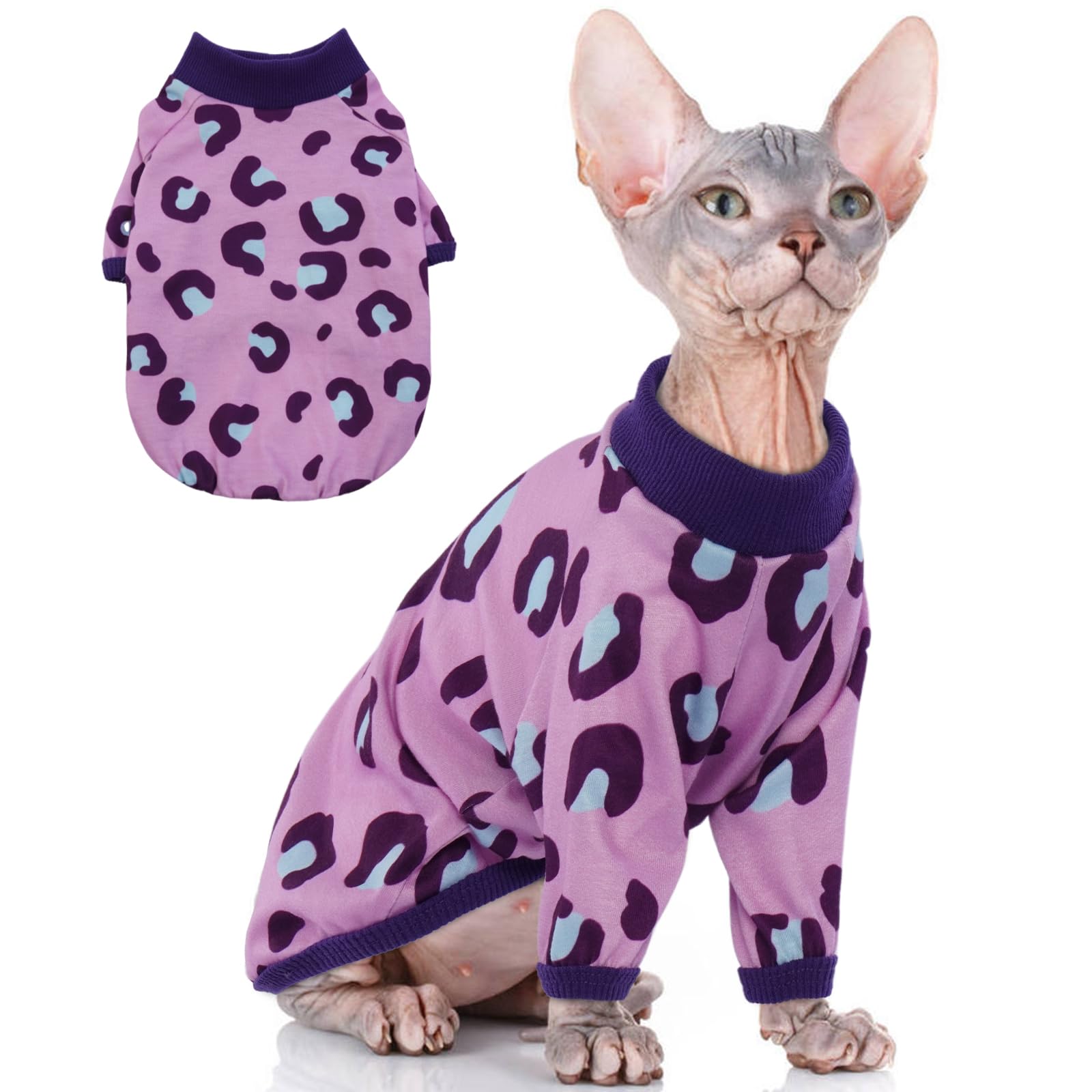 Sphynx Turtleneck Sweaters No Hair, Cats And Small Dogs Wear Soft Cotton Breathable Pullover For Devon Rex Cat, Cornish Rex, Bambino, Peterbald, Cat And Elf (Pink, L