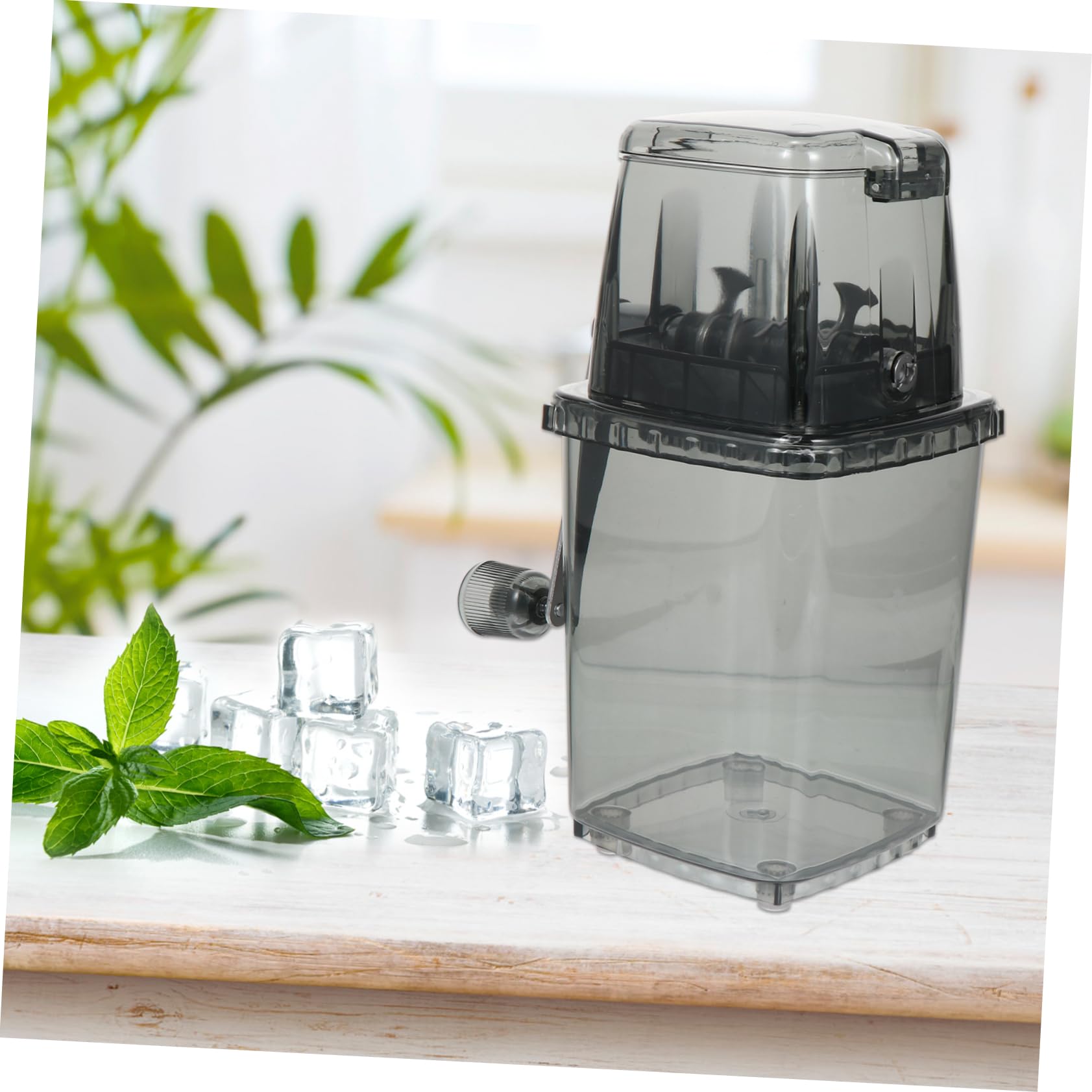 Mikikit Eisschneider 2l Kapazität Manueller Kleiner mit Handkurbel Multifunktionaler Eiscrusher aus Edelstahl und Pp Kunststoff für Schneekegel und Slushies