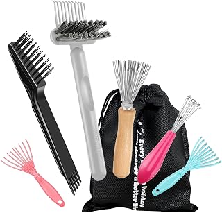 6 Pieces Comb Cleaner Tool Set, Hair Brush Cleaner Rake Comb Cleaning Brush Remove Comb Embedded Tool for Removing Hair Dust, Different Comb Cleaner Tools for Salon, Home Use