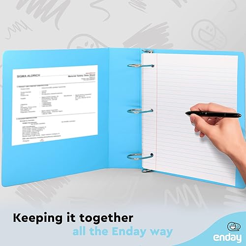 Miniatura 6 de Enday - Carpeta de 2 pulgadas con 3 anillas cubierta transparente con anillo en D inclinado de 2 pulgadas con 2 bolsillos interiores suministros