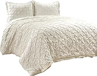 Vista 7 de Lush Decor Ravello - Juego de funda de edredón con textura de 3 piezas de lujo, decoración tradicional de dormitorio inspirada en glamour y granja