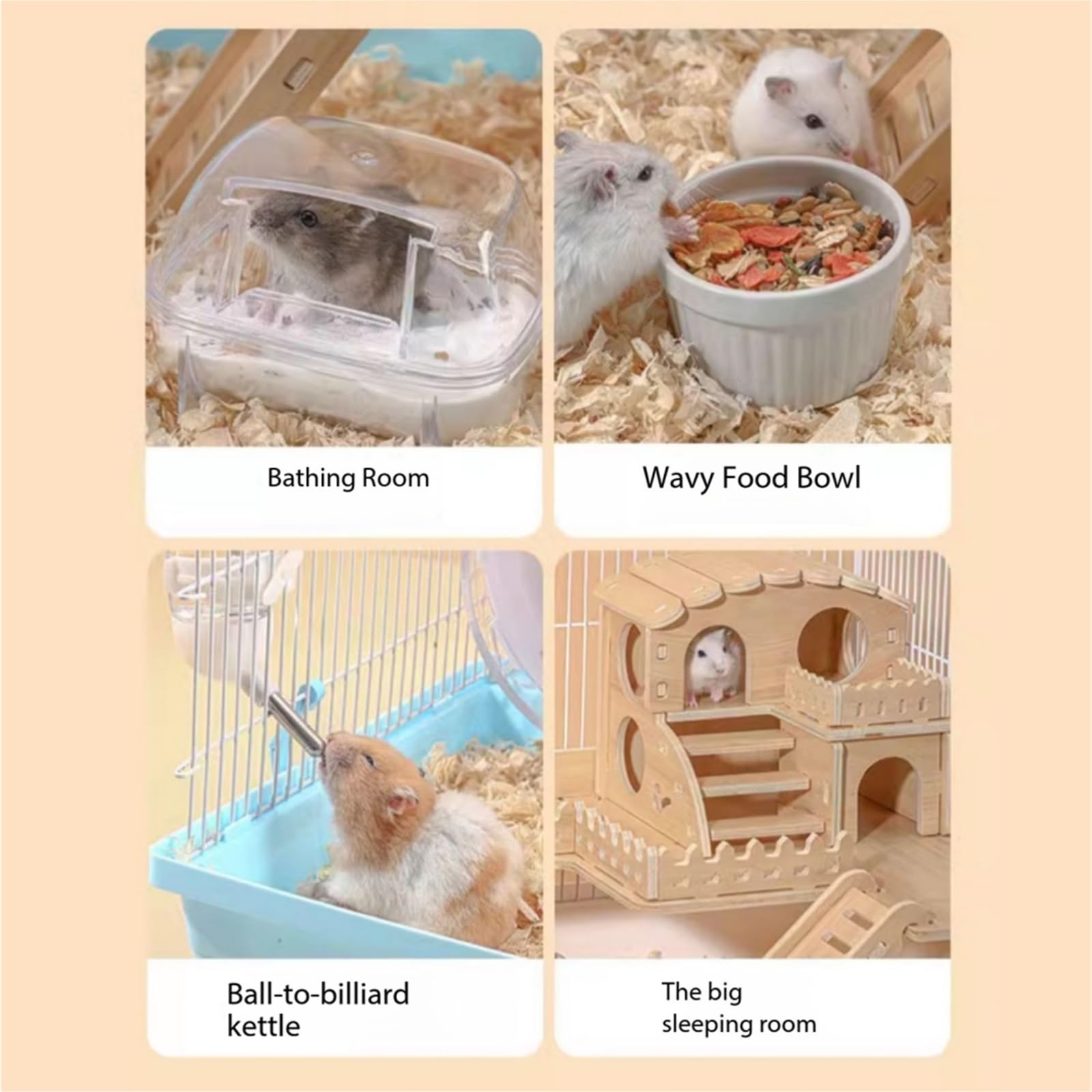 Jaulas para Animales Habitación Doble Fácil de Limpiar con Asas for un cómodo Movimiento(Blanco)