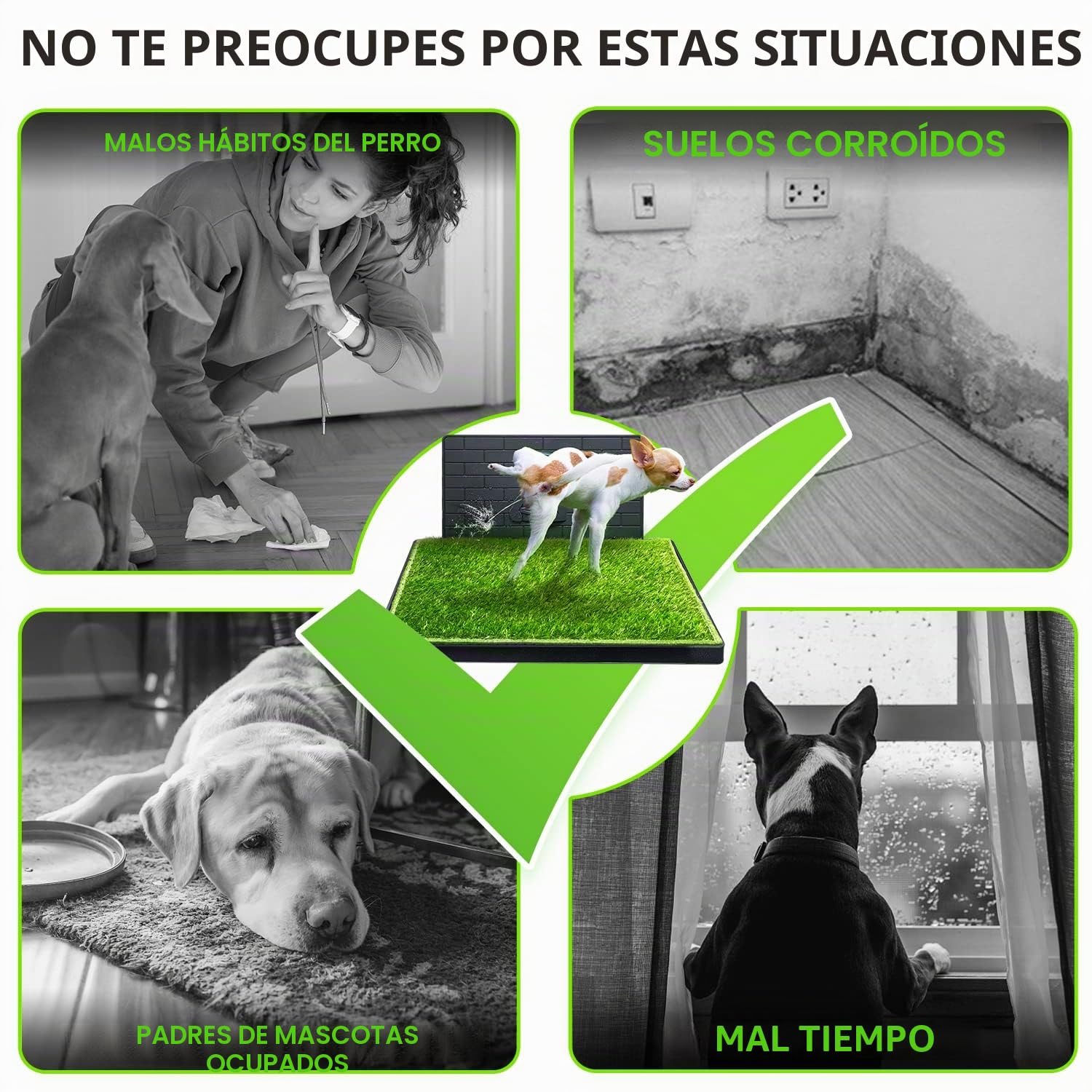 Hompet Inodoro para Perros con 2 Piezas de césped Artificial, Arenero Meadero Orinal para Perro, para Cachorro, para Perros pequeños y medianos, Almohadillas de Entrenamiento portátiles