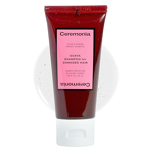 Ceremonia Champú Guava Protect & Repair con Aloe Vera para cabello dañado y teñido de color, 1.69 onzas líquidas  1.7 fl oz
