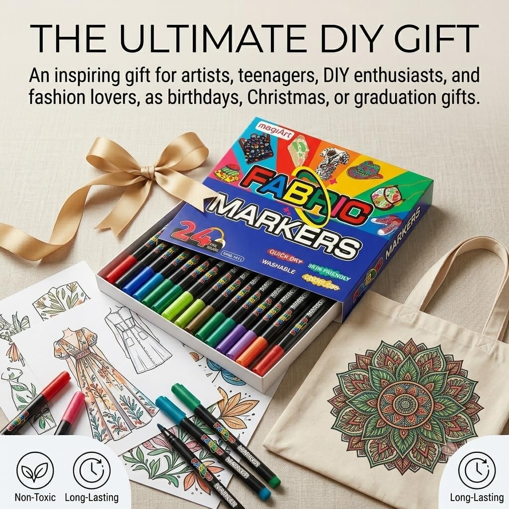 24 Colors Fabric Markers Permanent Waterproof image 4