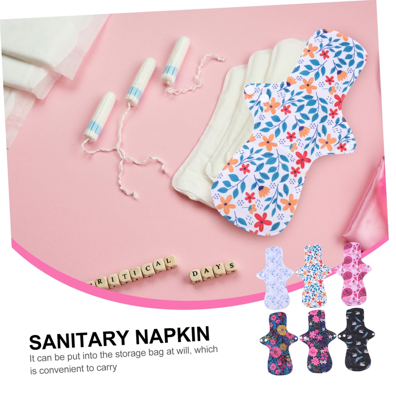 Compresas Menstruales Reutilizables 6 Piezas de Fibra Lavables Cómodas y Fáciles de Limpiar Membrana Pul Color Aleatorio para Adultos en Exteriores o Viajes