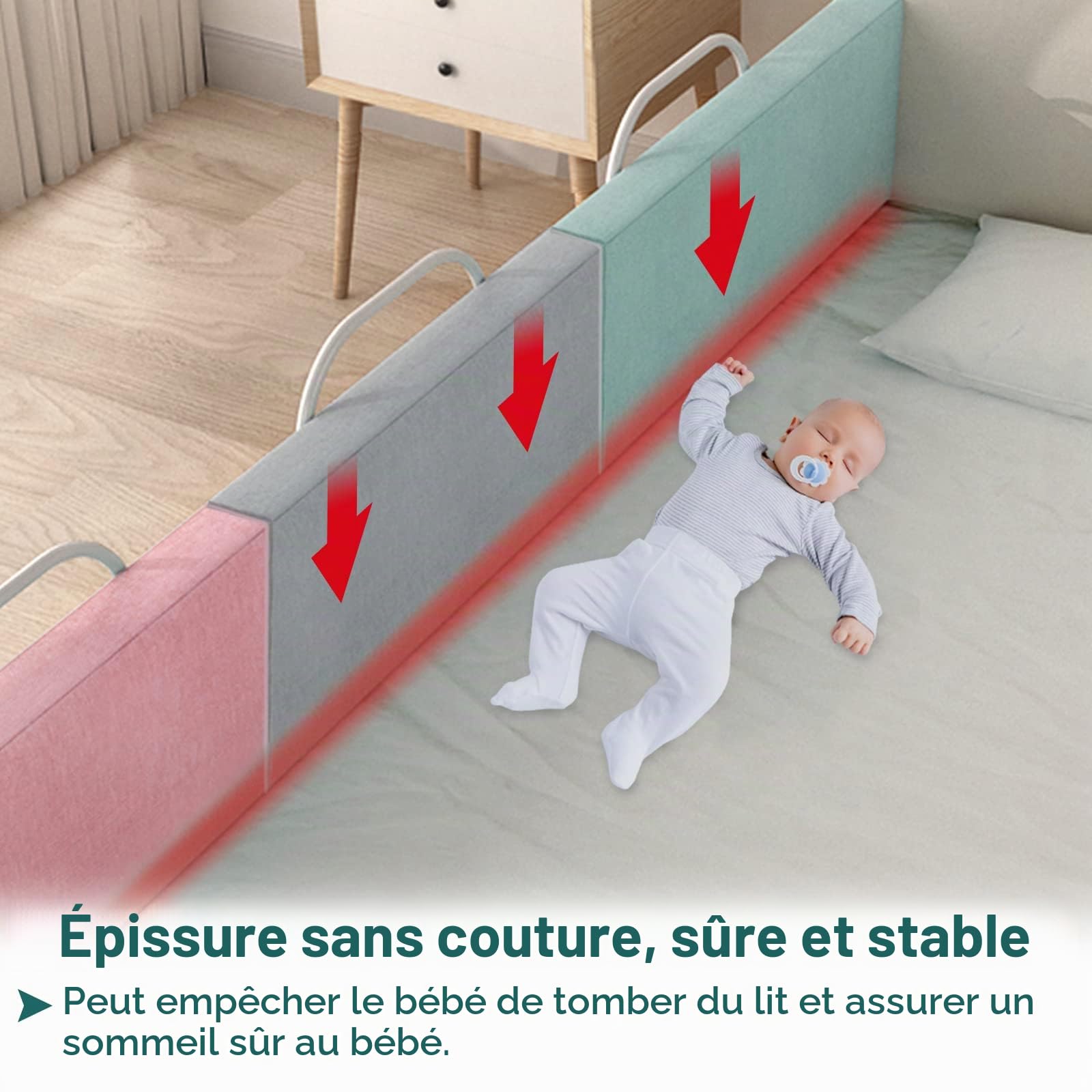 UISEBRT Lot de 2 barrières de lit de 60 cm - Protection Contre Les Chutes de lit pour Enfants - 5 Trous - Hauteur réglable - Protection de sécurité pour Les bébés et Les Enfants - 120 cm - Rose