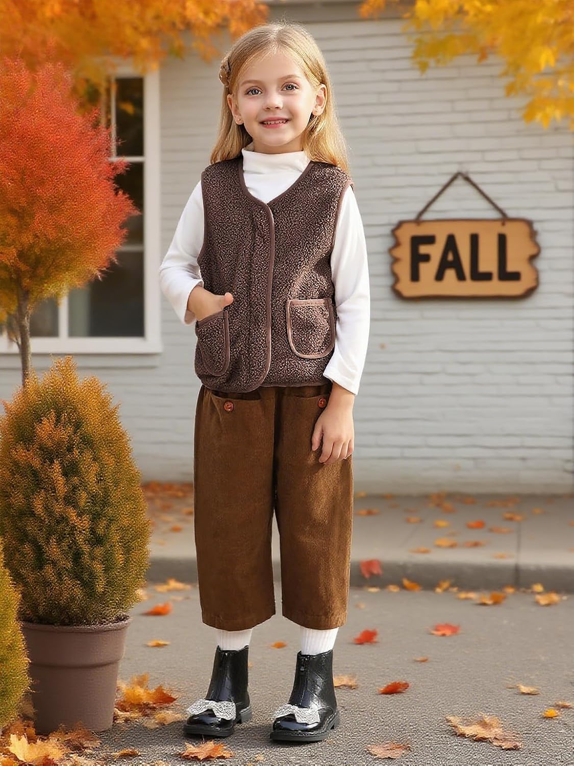 Patgoal Baby Girls Boys Sherpa Fleece Vest Toddler Lightweight Fall Winter Warm Sleeveless Outerwear Jacket with Pockets - Image 7