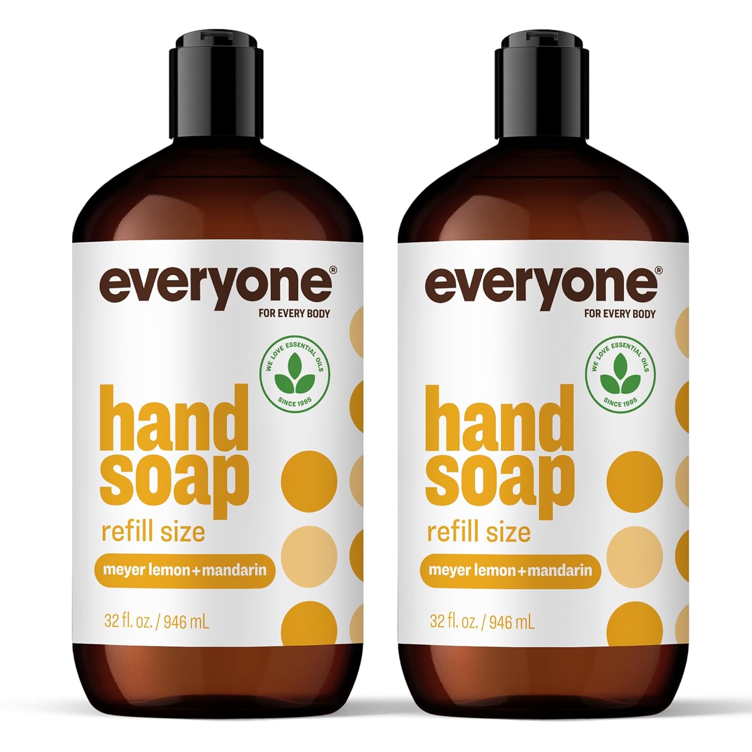 Everyone Liquid Hand Soap Refill, 32 Ounce (Pack of 2), Meyer Lemon and Mandarin, Plant-Based Cleanser with Pure Essential Oils