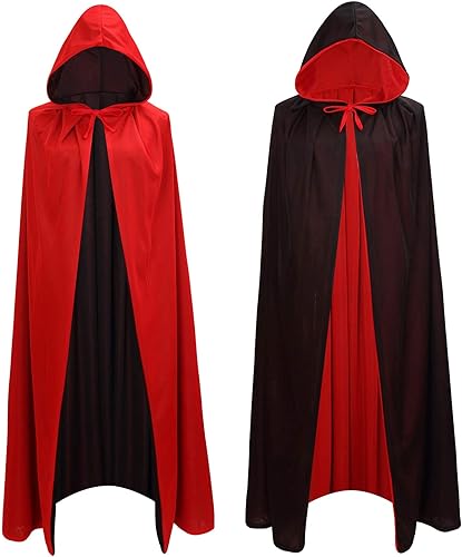 Capa de bruja gótica de pirata vampiro, unisex, color negro y rojo