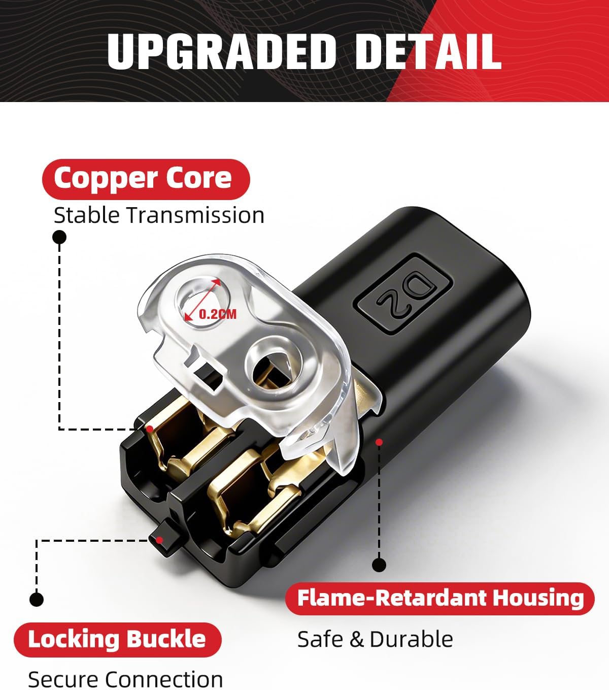 100pcs Double Wire Plug in Connector,18-22AWG 2 Pin Low Voltage Wire Connectors with Locking Buckle, Quick Electrical Connectors for LED Strip,Automotive Wiring,Speaker and DIY Projects