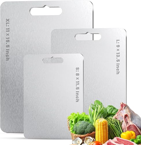 Titanium Cutting Board Set of 3 (S+M+L), 100% Pure Titanium