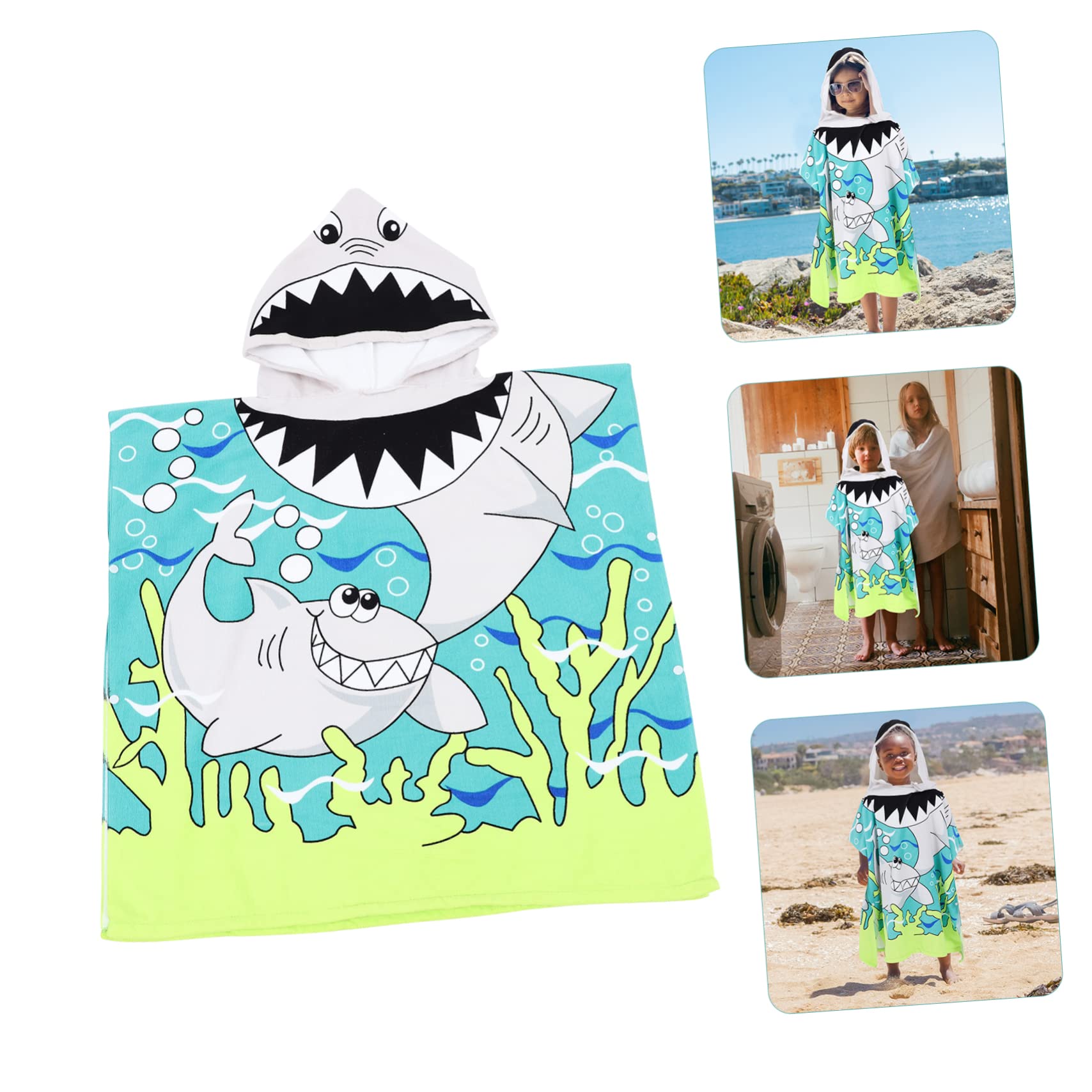 Abaodam 2 Piezas Capa de Toalla de baño para niños Chica Rompecabezas de Reloj para niños pequeños Toalla de Bebe Toalla con Capucha para Albornoz de Bebe poliéster Green