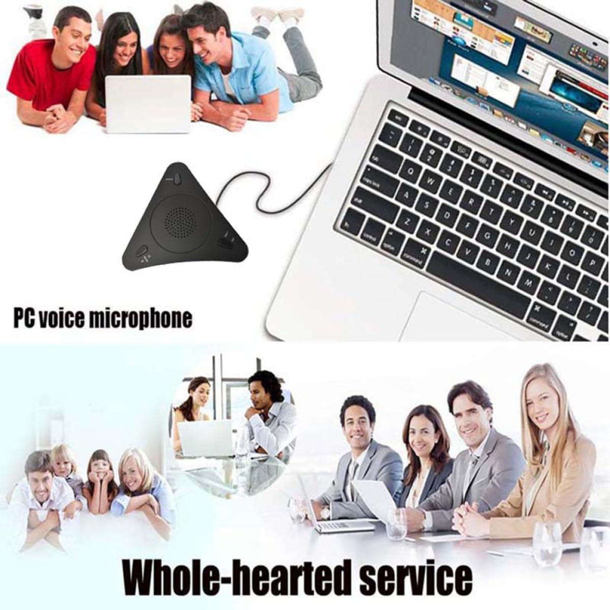 DOITOOL USB Omnidirectional Microphone with Sound Reflection Reduction for Online Meetings and Gaming, High Sensitivity Voice Chat Microphone Compatible with Computer and Distance