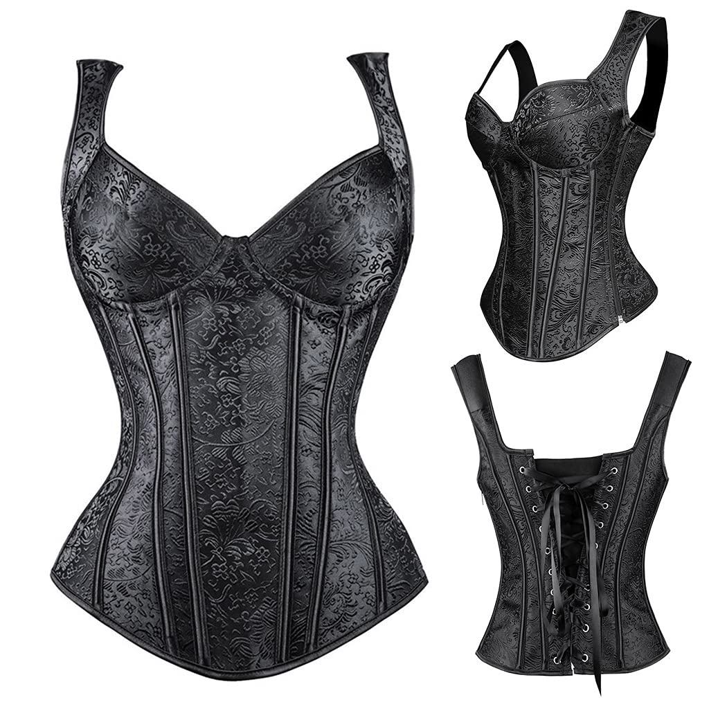 Overbust Corsetto Longline Shapewear Donne Pizzo Bustier Top Disossato Overbust Vita Trainer Broccato Floreale Disossato Vita Trainer