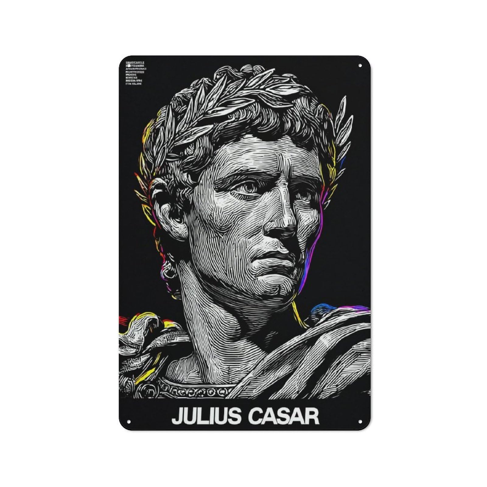 Junmoney Julius Caesar The Roman Leader Rustic Tin Wall Plaque 30X20cm For Kitchen Or Home Bar, A Winter Wall Decor Update For Kitchen Decor Lovers