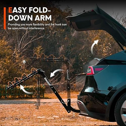 Miniatura 7 de Portabicicletas para automóvil, SUV, RV, soporte de enganche trasero de bicicleta 4, hasta 143 libras de carga para bicicletas, correas de goma,