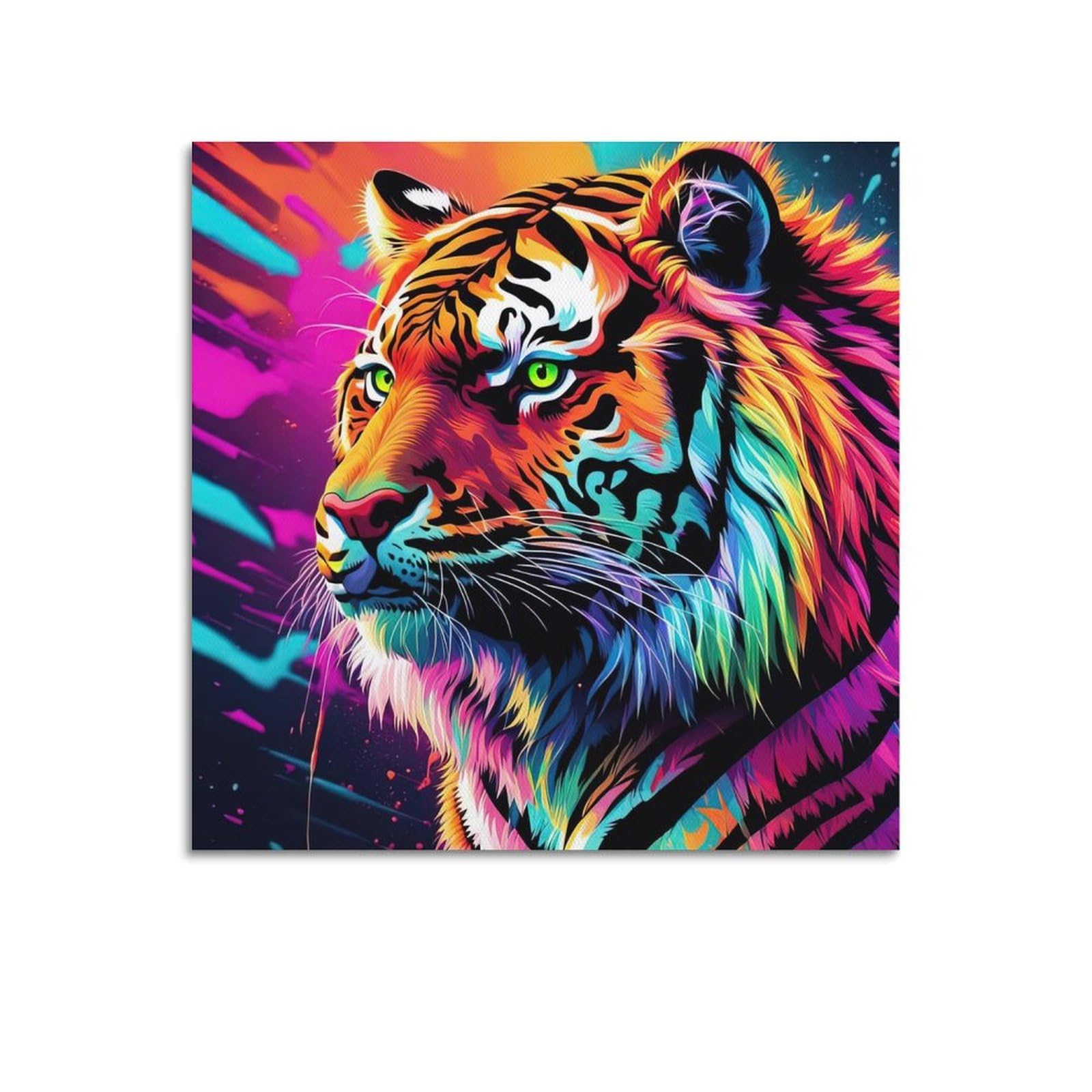 CXHJCA Animal Artwork Poster Looking at The Tiger in The Distance Poster Decorative Painting Canvas Wall Posters And Art Picture Print Modern Family Bedroom Decor Posters 28x28inch(70x70cm)