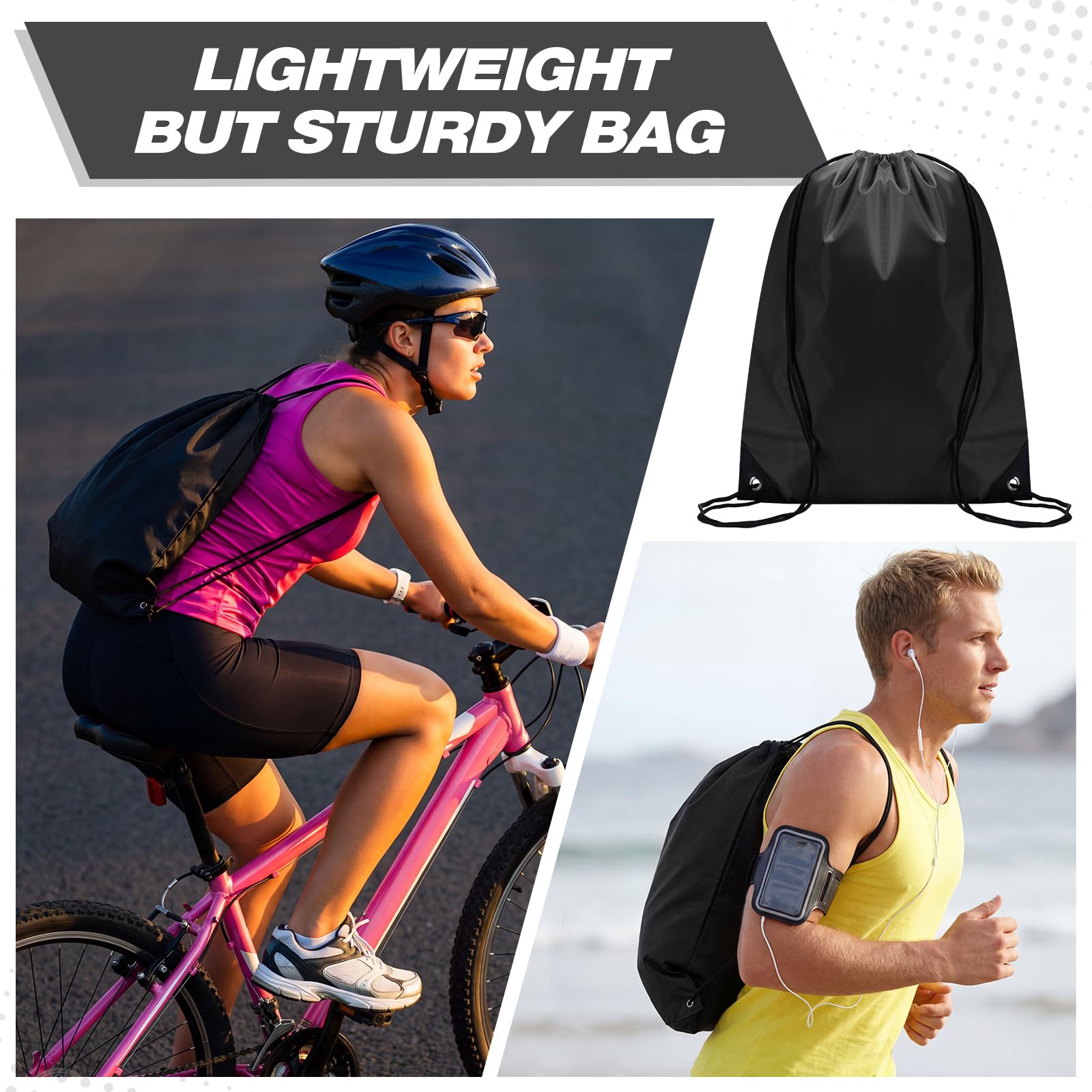 Shappy Drawstring Backpack Bulk Sports Gym Cinch Bag Polyester String Bag for Men Women Children