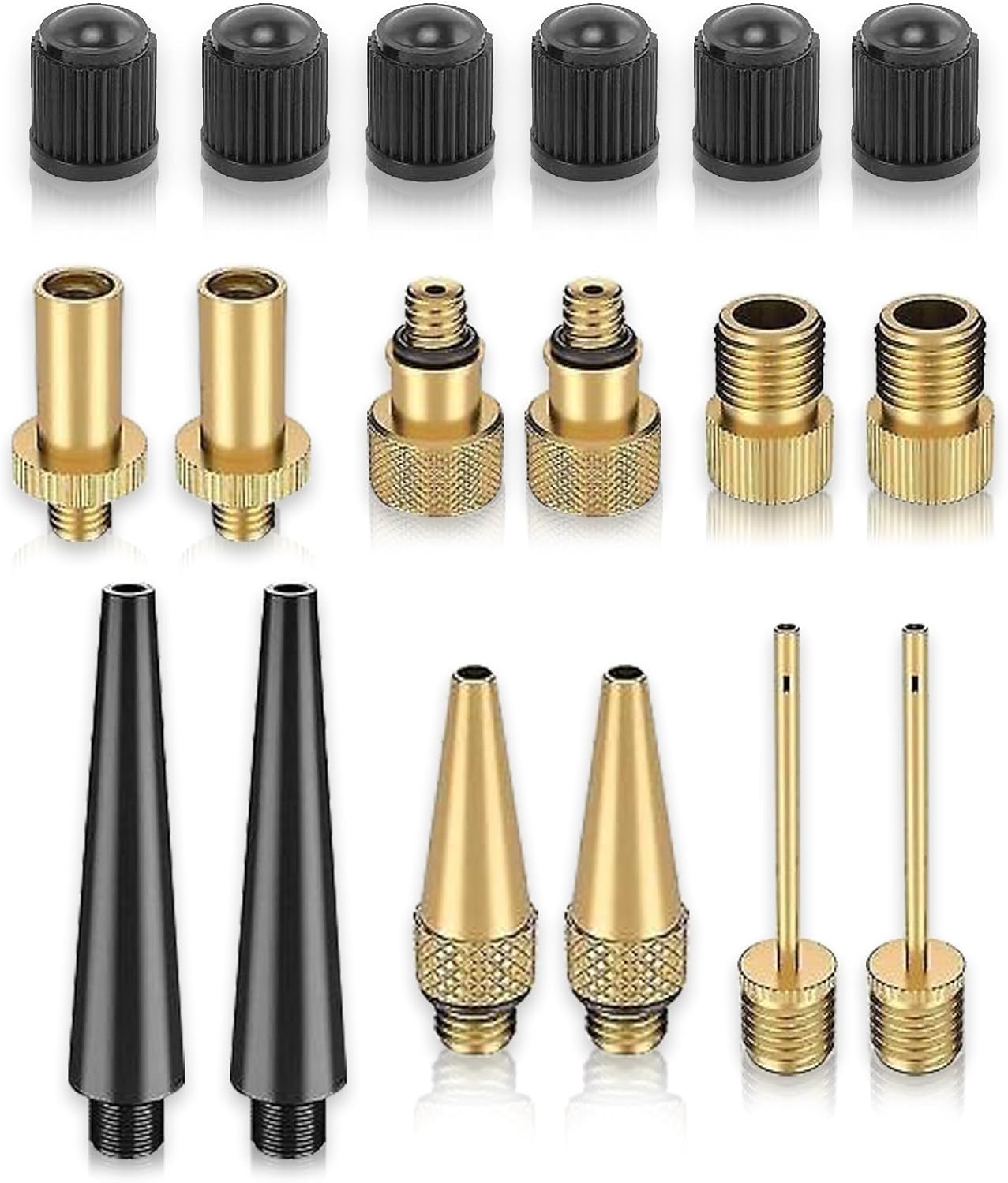 Bike Valve Adapter Kit (Pack of 10 Valves + 6 Caps + 2 Ball