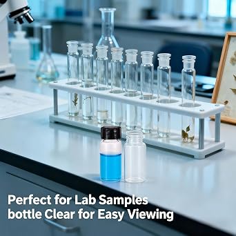 Glass Vials Clear Bottles Liquid Sample Collection Bottles Liquid Containers Screwcap Capacity 10ml (0.3 Oz) Pack of 10