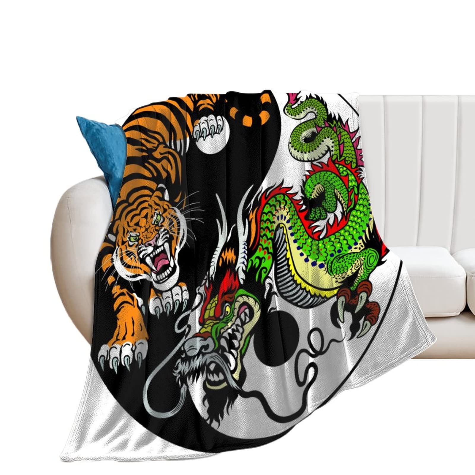 Couverture polaire dragon de lit et canapé pour salon 130x150cm