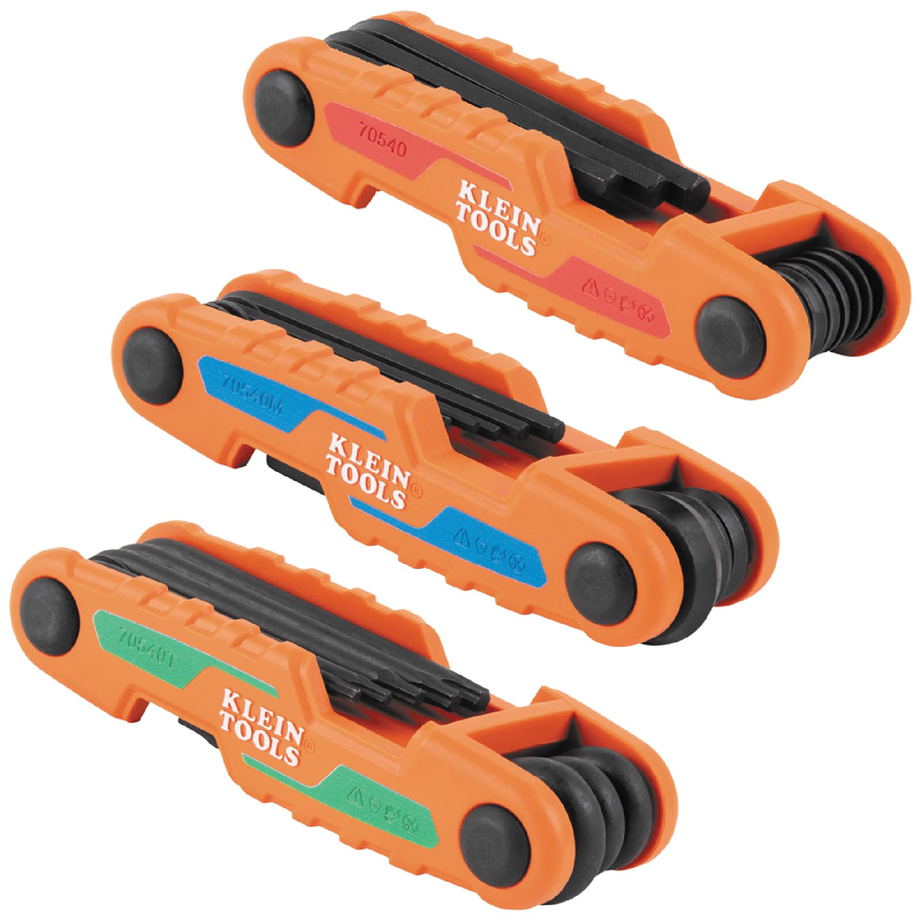 Klein Tools 70543 3-Piece Compact Folding Hex Key Set, Metric, SAE