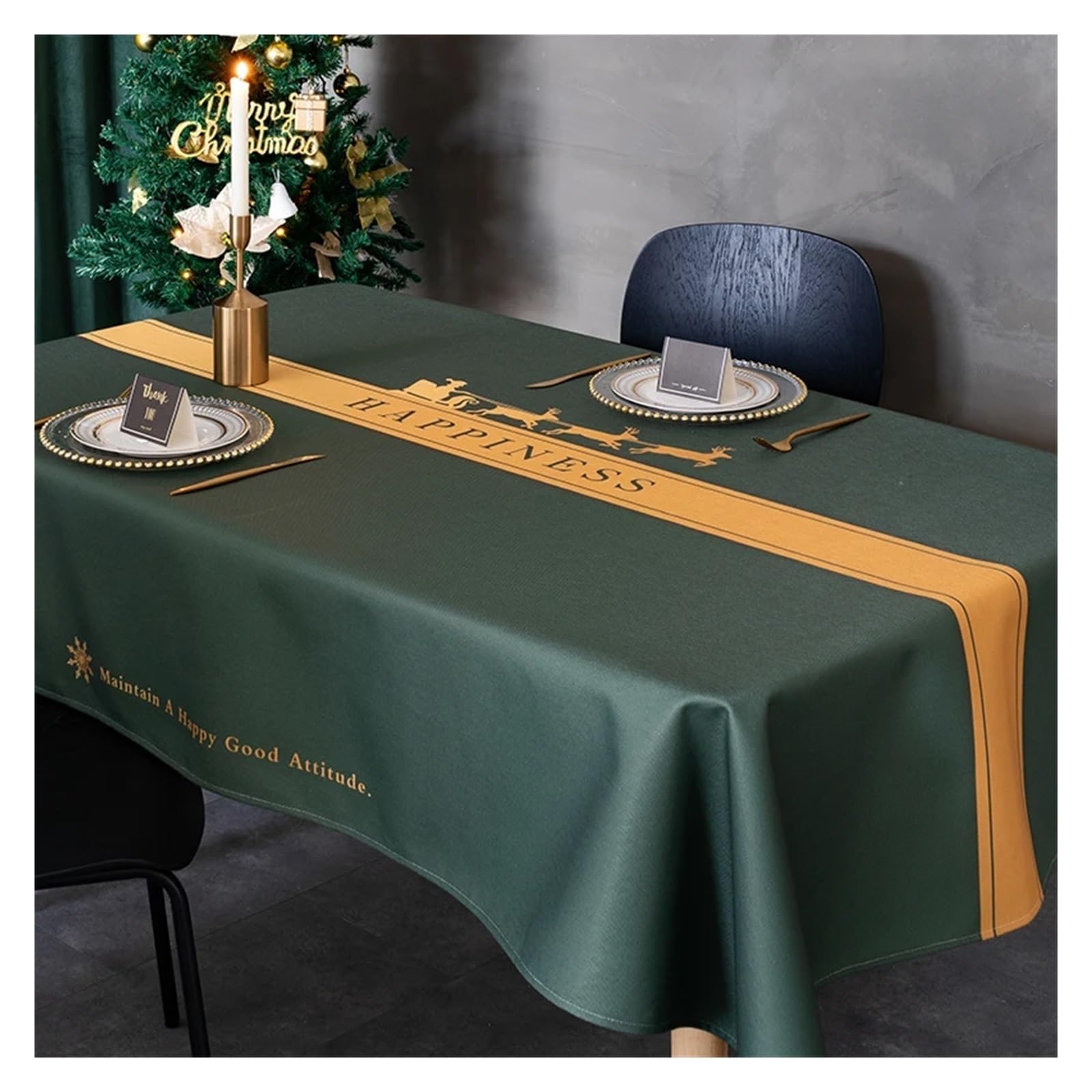 tischtuch weihnachten Wind Fest Weihnachten Tuch Kunst Tischdecke Wasserdicht und Öl-beständig Haushalt Urlaub Party Dekoration Zubehör Tisch Matte für Partys, Dekoration(White,140x140cm55x55inch)